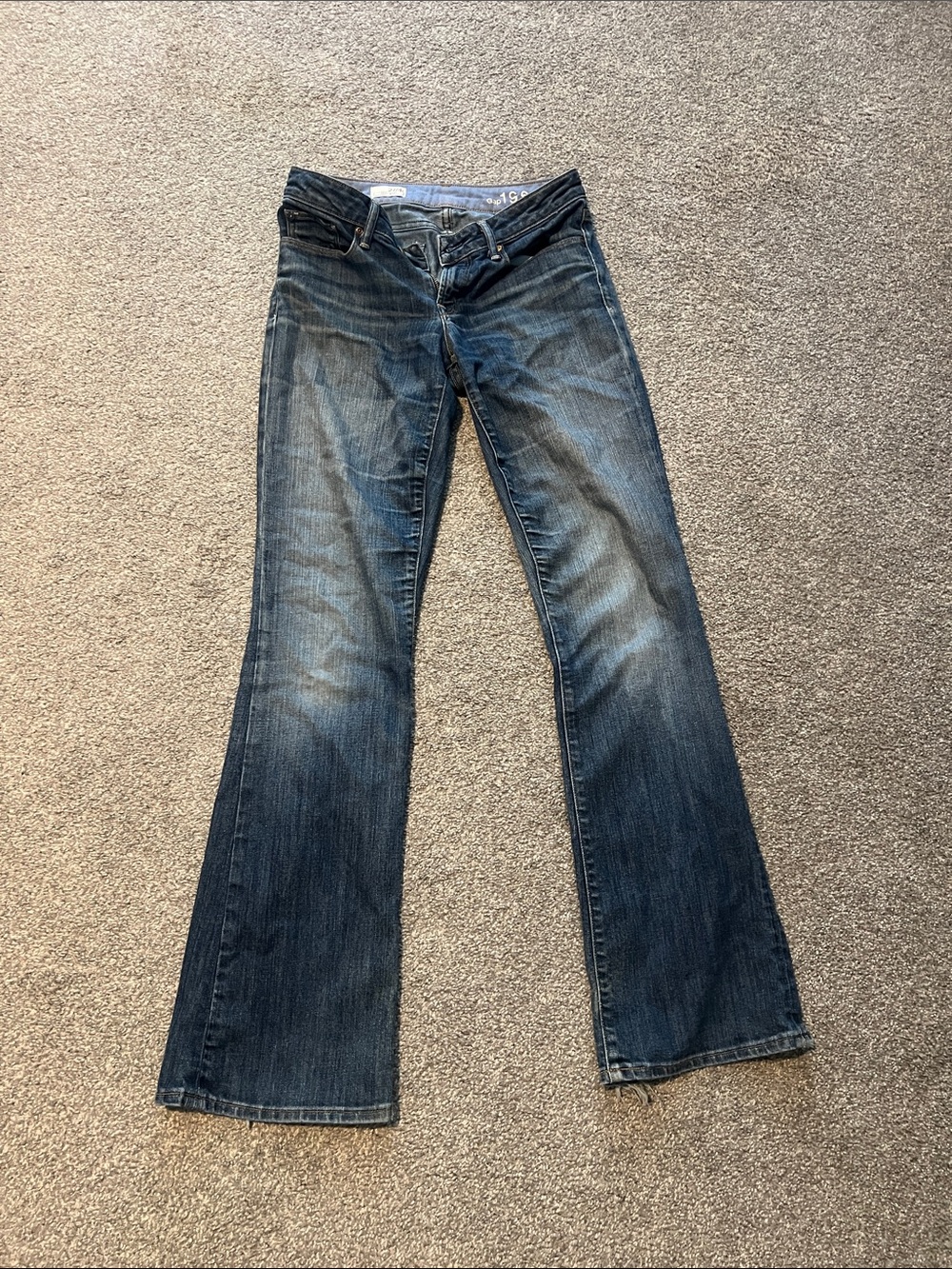 Women's Dark Blue Flare Jeans - Mid Rise Stretch Denim